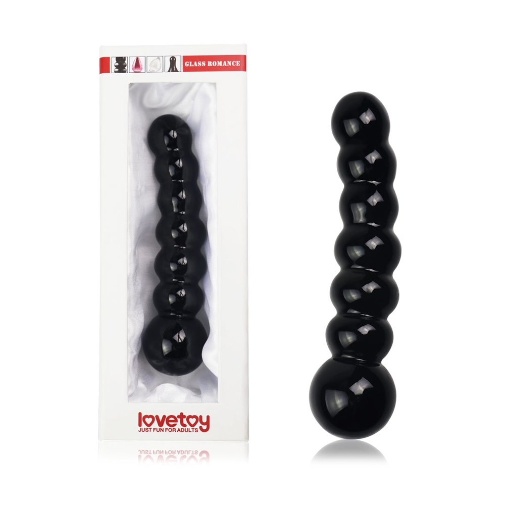 DILDO 6.8" GLASS ROMANCE CZARNY