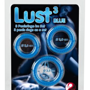 PIERŚCIEŃ LUST 3 COCK RINGS BLUE