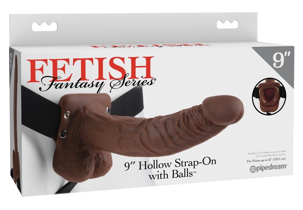 9" HOLLOW STRAP-ON WITH BALLS