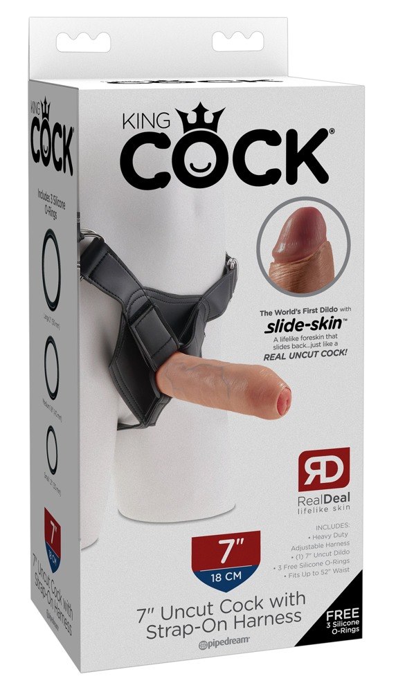 PROTEZA 7 UNCUT COCK WITH STRAP-ON HARNESS