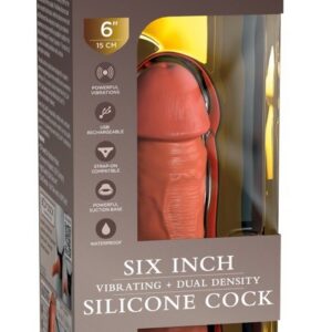 6" VIBRATING + DUAL DENSITY SILICONE COCK