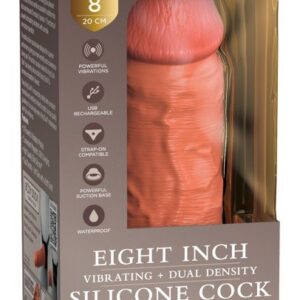 8" VIBRATING + DUAL DENSITY SILICONE COCK