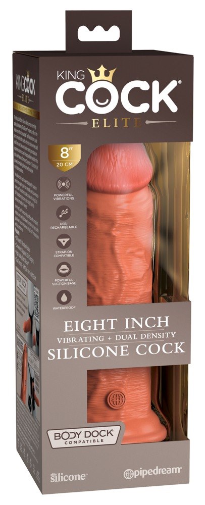 8" VIBRATING + DUAL DENSITY SILICONE COCK
