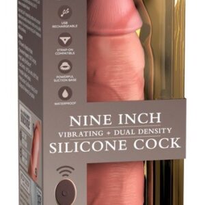 9" VIBRATING + DUAL DENSITY SILICONE COCK WITH REM